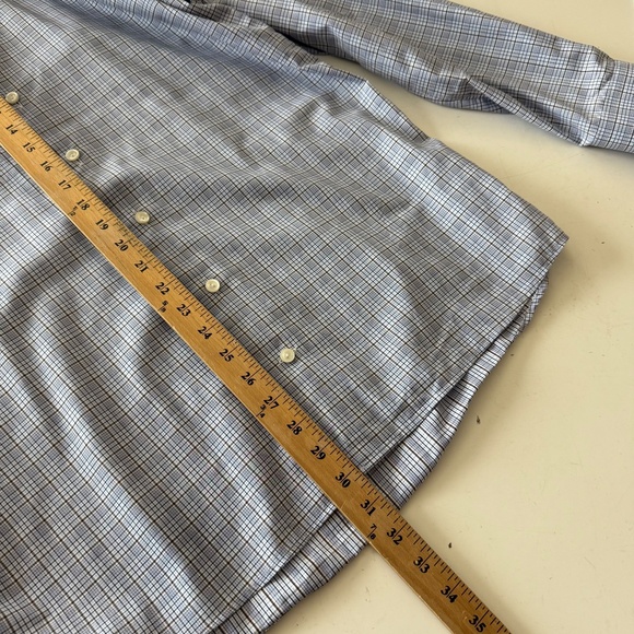 ETON Contemporary Light Blue & Gray Plaid Button Up Dress Shirt Mens 15.5 MEDIUM - Picture 7 of 8